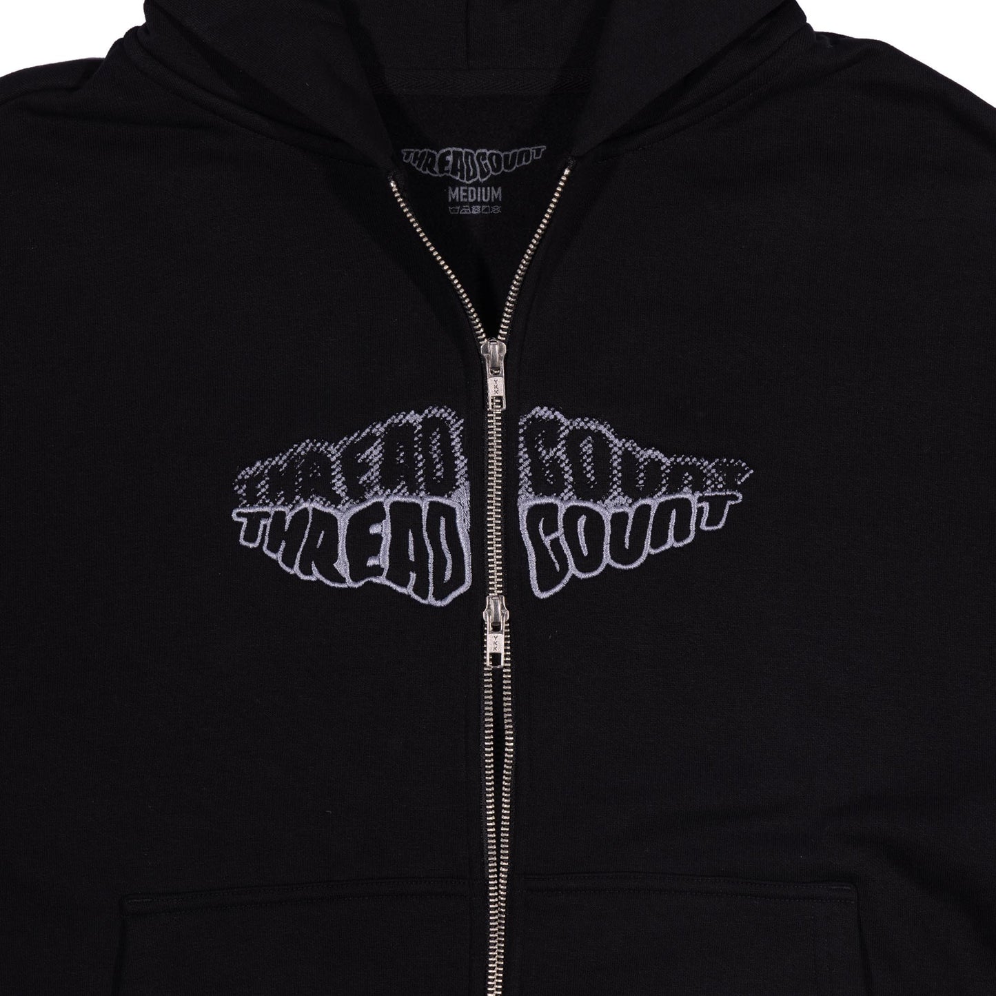 Double Logo Zip Hoodie - Black