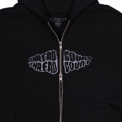 Double Logo Zip Hoodie - Black
