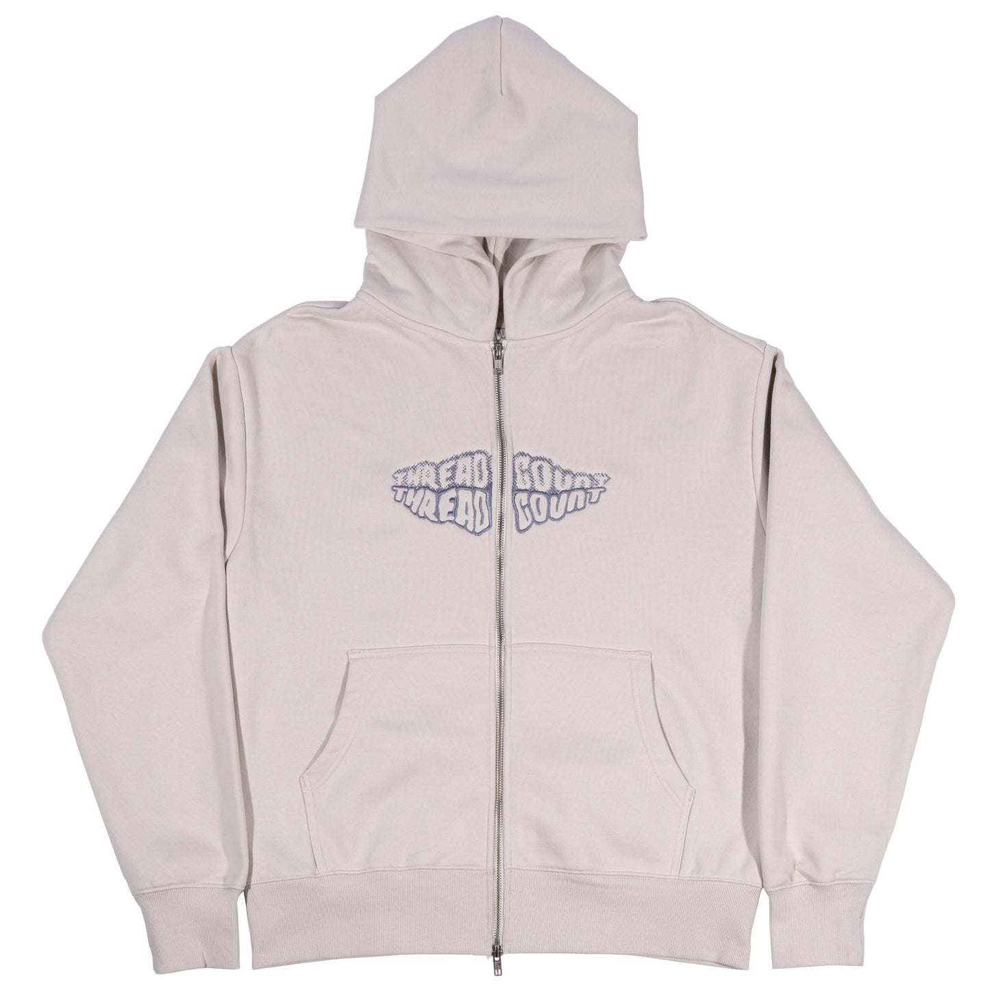 Double Logo Zip Hoodie - Bone