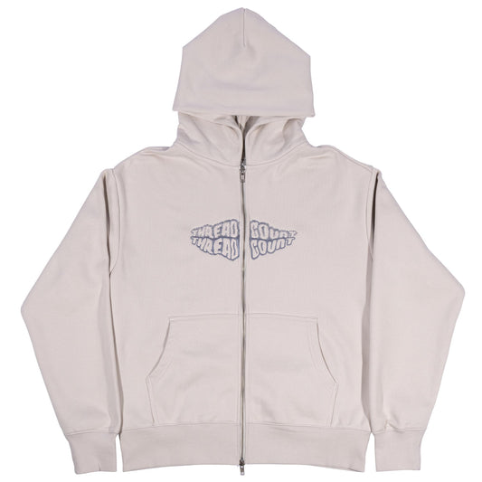 Double Logo Zip Hoodie - Bone