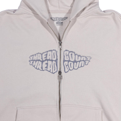 Double Logo Zip Hoodie - Bone
